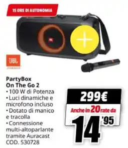 MediaWorld JBL PartyBox On The Go 2 offerta