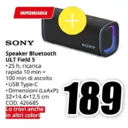 MediaWorld SONY Speaker Bluetooth ULT Field 5 offerta
