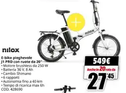 MediaWorld nilox E-bike pieghevole J1 PRO con ruote da 20" offerta