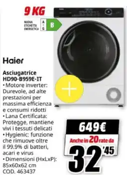 MediaWorld Haier Asciugatrice HD90-B959E-IT offerta