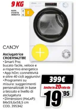 MediaWorld CANDY Asciugatrice CROEH9A2TBE offerta