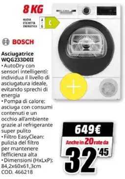MediaWorld BOSCH Asciugatrice WQG233D0II offerta