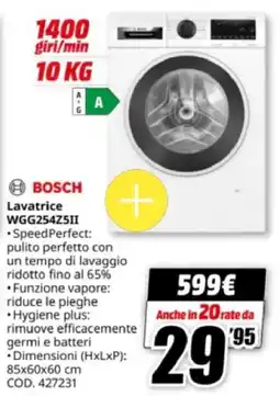 MediaWorld BOSCH Lavatrice WGG254Z5II offerta