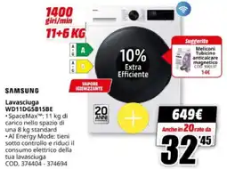 MediaWorld SAMSUNG Lavasciuga WD11DG5B15BE offerta