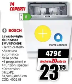 MediaWorld BOSCH Lavastoviglie da incasso SMV4EVX09E offerta