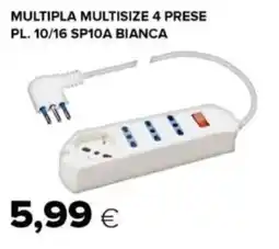 Tigre MULTIPLA MULTISIZE 4 PRESE PL. 10/16 SP10A BIANCA offerta
