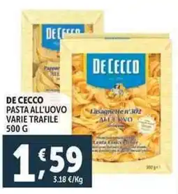 Deco Supermercati Dececco pasta all'uovo offerta