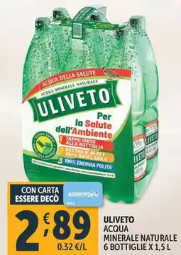 Deco Supermercati Uliveto acqua minerale naturale offerta