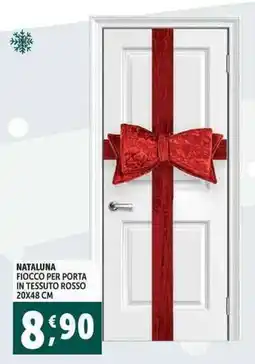 Deco Supermercati Nataluna fiocco per porta in tessuto rosso 20x48 cm offerta