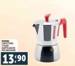 Deco Supermercati Pedrini caffettiera 2 tazze adatta anche per induzione offerta