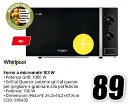 MediaWorld Whirlpool Forno a microonde 103 W offerta