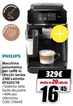 MediaWorld PHILIPS Macchina automatica per caffè in chicchi Series 2300 LatteGo EP2331/10 offerta