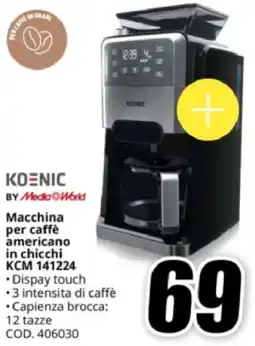 MediaWorld KOENIC Macchina per caffè americano in chicchi KCM 141224 offerta