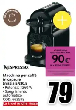 MediaWorld NESPRESSO Macchina per caffè in capsule Inissia EN80.B offerta