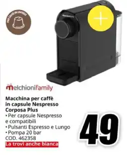 MediaWorld melchionifamily Macchina per caffè in capsule Nespresso Corposa Plus offerta