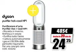 MediaWorld dyson Purificatore d'aria Purifier Hot + Cool HP1 offerta
