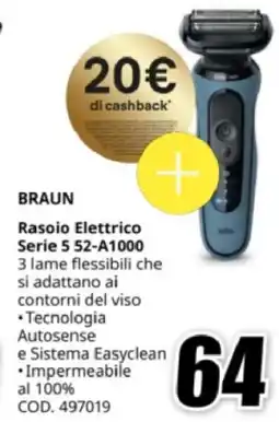 MediaWorld BRAUN Rasoio Elettrico Serie 5 52-A1000 offerta