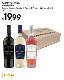 Bennet Cassetta legno amornero bianco, rosso e rosato di puglia igp offerta