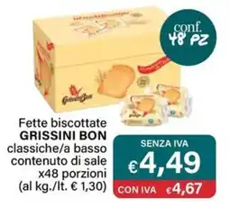 Altasfera Fette biscottate GRISSINI BON classiche/a basso contenuto di sale offerta