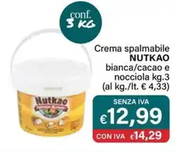 Altasfera Crema spalmabile NUTKAO bianca/cacao e nocciola offerta