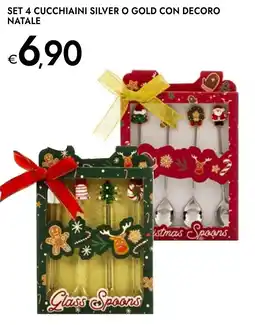 Bennet Set 4 cucchiaini silver o gold con decoro natale offerta