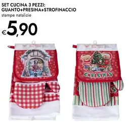 Bennet Set cucina 3 pezzi: guanto+presina+strofinaccio stampe natalizie offerta