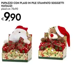Bennet Pupazzo con plaid in pile stampato soggetti natalizi offerta