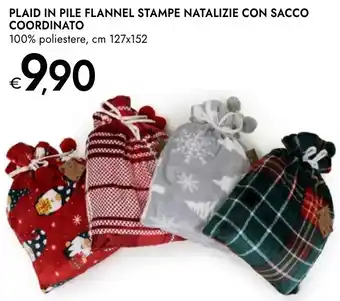 Plaid in pile flannel stampe natalizie con sacco coordinato