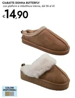 Bennet CIABATTE DONNA BUTTERFLY con platform e imbottitura interna offerta