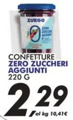Coop Zuegg confetture zero zuccheri aggiunti offerta