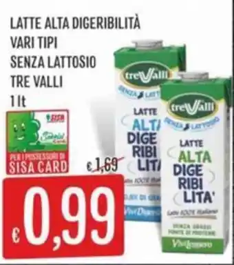 Latte alta digeribilità senza lattosio TRE VALLI