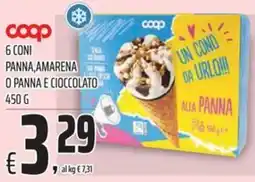 Coop Coop 6 coni panna,amarena o panna e cioccolato offerta