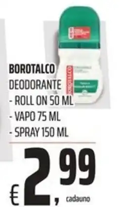 Coop Borotalco deodorante roll on, vapo e spray offerta