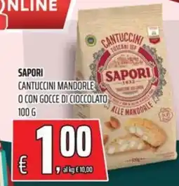 Coop Sapori cantuccini mandorle o con gocce di cioccolato offerta