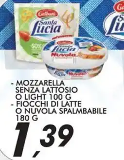 Coop Galbani mozzarella senza lattosio o light e fiocchi di latte o nuvola spalmbabile offerta