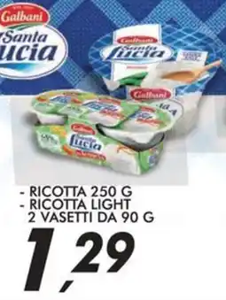 Coop Galbani santa lucia ricotta, ricotta light 2 vasetti offerta
