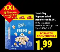 Lidl Snack Day Popcorn salati per microonde XXL offerta