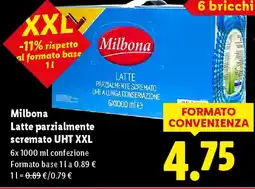 Lidl Milbona Latte parzialmente scremato UHT XXL offerta
