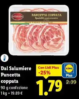 Lidl Dal Salumiere Pancetta coppata offerta