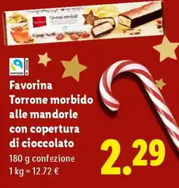 Lidl Favorina Torrone morbido alle mandorle con copertura di cioccolato offerta