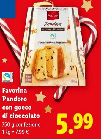 Lidl Favorina Pandoro con gocce di cioccolato offerta