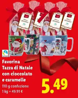 Lidl Favorina Tazza di Natale con cioccolato e caramelle offerta