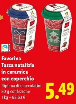 Lidl Favorina Tazza natalizia in ceramica con coperchio offerta