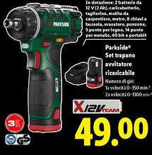 Lidl Parkside Set trapano avvitatore ricaricabile offerta