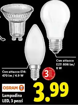 Lidl OSRAM Lampadina LED, 3 pezzi offerta