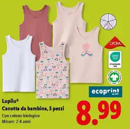 Lidl Lupilu Canotta da bambina, 5 pezzi offerta