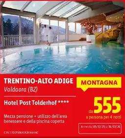 Lidl TRENTINO-ALTO ADIGE Hotel Post Tolderhof offerta