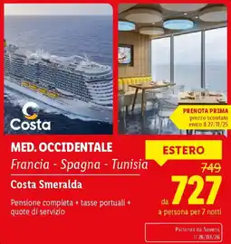 Lidl MED. OCCIDENTALE Francia - Spagna - Tunisia Costa Smeralda offerta