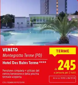 Lidl VENETO Montegrotto Terme (PD) Hotel Des Bains Terme offerta