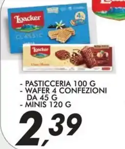 Coop Loacker pasticceria, wafer 4 confezioni e minis offerta
